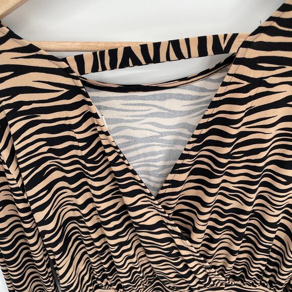 NWT LOFT Long Sleeve Tiger Stripe Bar Back Dress // 6 - Picture 8 of 14